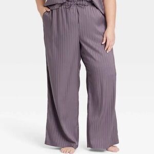 Auden Greyish Purple Satin Wide-Leg Lounge Pants W/ black Stripe Size  XXL NWOT